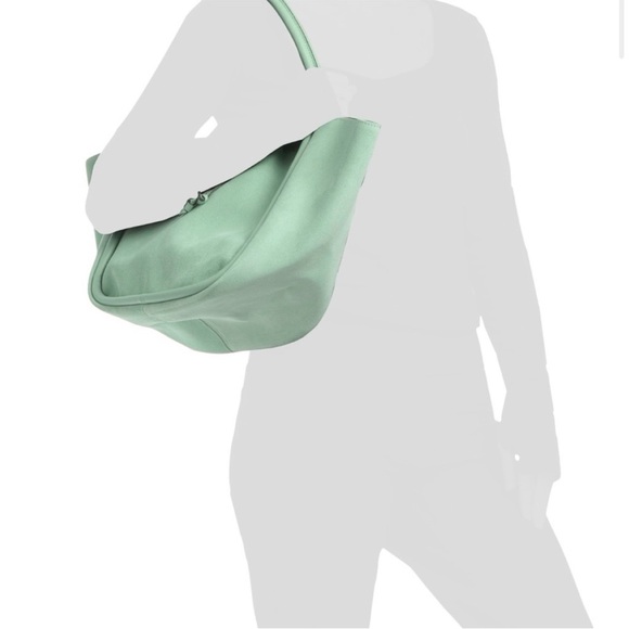 Cheval Firenze Seafoam Mint Suede Tote Made In Italy Drawstring Bag w/ Pouch NWT - Picture 5 of 11